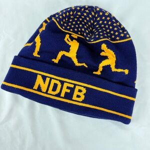 New North Dakota Farm Football Cap Beanie Blue and Gold by Knitch.com USA